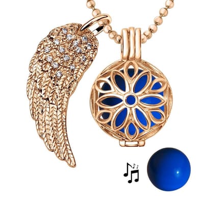 Engelenroeper 18mm Bolhouder met Ketting 90cm en Bolletje - Dames - Roségoudkleurig Bloem - EBS18139