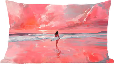 Sierkussens - Kussentjes Woonkamer - 60x40 cm - Roze - Surfen - Zee