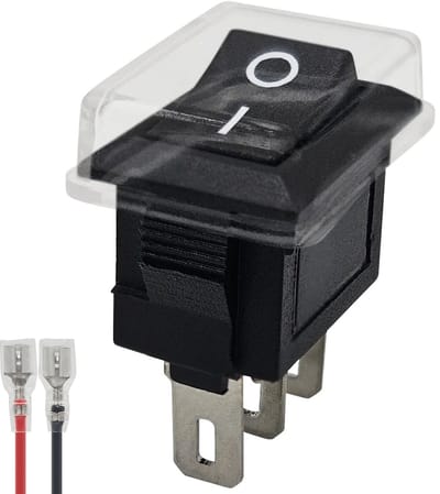 ProRide Mini Wipschakelaar ON/OFF KCD1-11 - met Beschermkapje en Aansluitkabel - 3-pins - 13x8mm - Rechthoek - Zwart