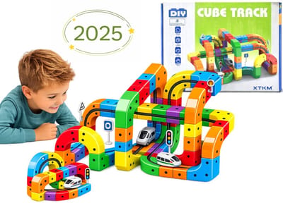 Goodz4All 3D Cube Tracks Treinbaan DIY 123-Delig - Magisch Speelgoed - Montessori Speelgoed - Bouwspeelgoed - Blokken Bouwstenen - STEM Speelgoed USB - Oplaadbaar 3+ Uitbreidbaar