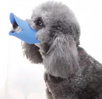 Anti-Bijten Hondentuig in Eendvorm van Siliconen - Veiligheidsmasker voor Puppy’s en Volwassen Honden, Blauw (M)