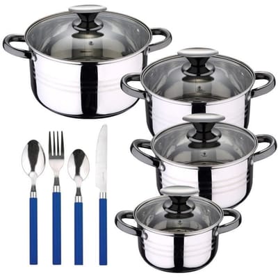 Batterie de cuisine - SAN IGNACIO - Hita - 8 pièces - Couverts 24 pièces - Acier inoxydable