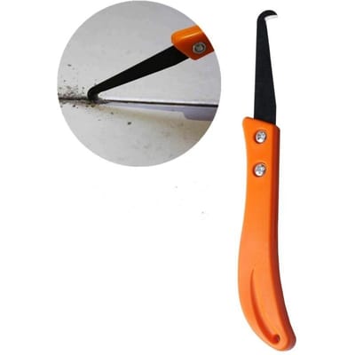 Keramische Tegelvoegopener, Schoonmaakgereedschap, Banaanvormige Haakmes, Specifiek Bouwgereedschap oranje