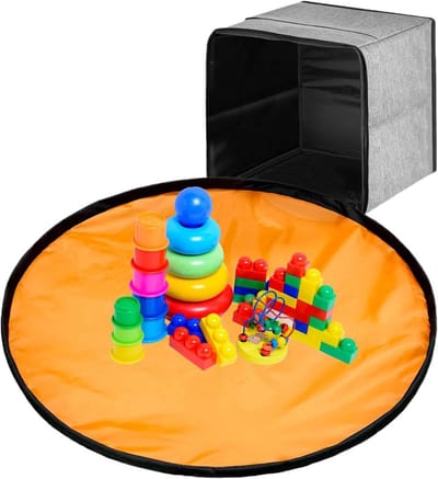 Speelgoed Opbergtas - Opbergorganizer Kinderen - Speelgoed Opruimen - Machinewasbare Voering - 36x25x7 cm - Grijs