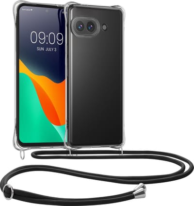 kwmobile telefoonhoesje geschikt voor Google Pixel 9a - Hoesje met telefoonkoord - Back cover in transparant / zwart