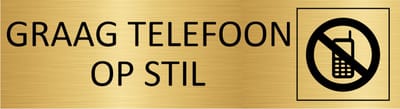 CombiCraft deurbordje Graag telefoon op stil in goud met tape - 165 x 45 mm