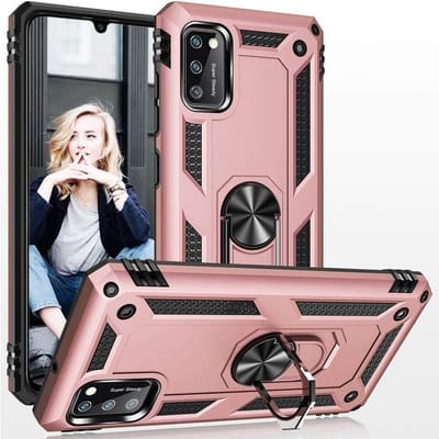 Hoesje Geschikt Voor Samsung Galaxy A41 Ring Armor Hoesje - Rose Goud