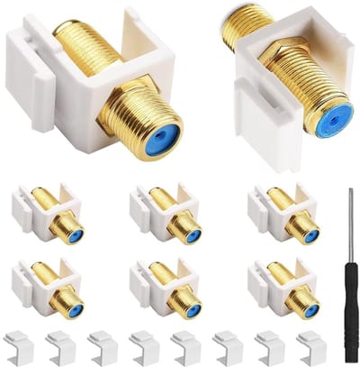 Dailygoody - RG6 Keystone Jack Insert - Gold Plated Female to Female Coaxial Connector - Set van 8