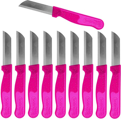 Solingen Schilmesje Robuust Handvat – RVS Glad – 16 cm met Blade Cover – Roze Glitter – 10 stuks