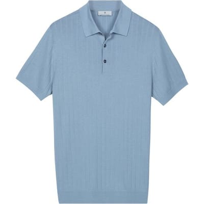 Thomas Maine Polo Pullover Stroke Pattern Knit Licht Blauw / male