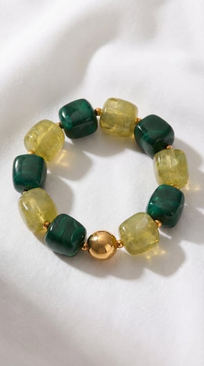 Lundholm luxe Armband Dames Kralen Groen Grote Kralenarmband - Premium Stainless Steel Jewellery Kralenarmband Acryl - my Floor Serie - in Luxe Geschenkverpakking - Vrouwen Cadeautjes