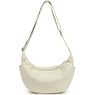 Lazy Wind Fashion Crescent Jiaozi Tas Japanse eenvoudige casual nylon schoudertas forenzentas Joker Girl Messenger Bag white