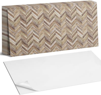 Coloray Plaktegels - Visgraatpatroon van planken Zelfklevende Wandtegels - 40 cm x 20 cm - Bruin Plaktegels - 10 stuks - Rechthoek PVC Tegels - Plaktegels Badkamer - Vloertegels Zelfklevend - Vinyl Tegels Zelfklevend - Portugese Tegels