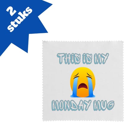 Akyol - this is my monday mug brillendoekjes - Quotes - maandag - dit is mijn maandag mok - verjaardagscadeau - kado - gift - geschenk - huil emoji - 17,8 bij 17,8 cm - 2 stuks