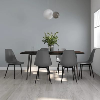 vidaXL - Eetkamerstoelen - 6 - st - PP - grijs
