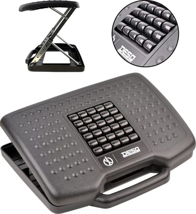 DESQ Voetensteun & Voetenbank | Massage Rollers | 6 Hoogte standen | Zwart