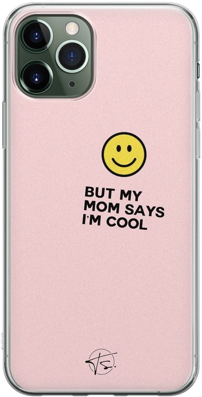 Hoesje geschikt voor iPhone 11 Pro - I'm cool quote - Soft Case - TPU - Tekst - Roze - Mooie Telefoonhoesjes