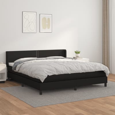 vidaXL - Boxspring - met - matras - kunstleer - zwart - 180x200 - cm