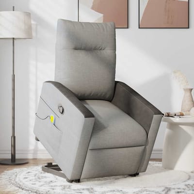 vidaXL - Sta-op-massagestoel - verstelbaar - stof - wolk - grijs