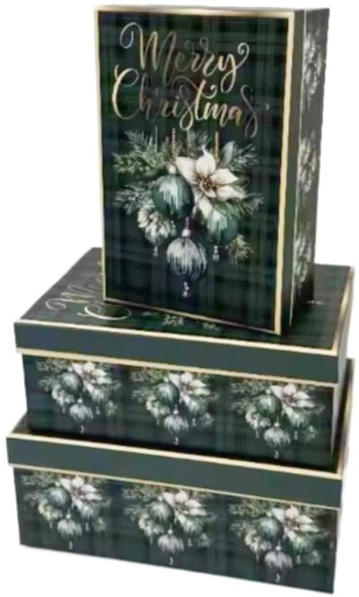 Luxe Kerst Cadeaudoos met Deksel - L 28*20*11.5cm - Donkergroen – Kerst Geschenkdoos – Stevig & Herbruikbaar – Cadeauverpakking voor Kerstcadeaus