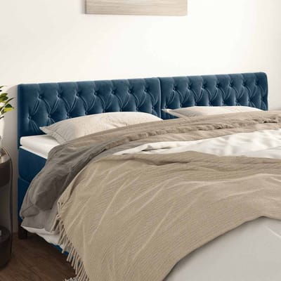 vidaXL - Hoofdborden - 200x7x78/88 - cm - fluweel - donkerblauw