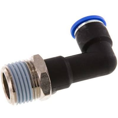 10mm x R1/2'' 90 graden L-verbinding Messing/PA 66 Insteekfitting Buitendraad Lange Behuizing Draaibaar NBR [2 Stuks]