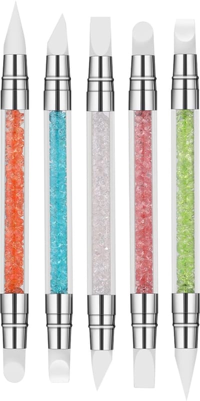 Dailygoods- Nagelgereedschappen 5 Stuks - Siliconen Nagelkunstpennen - Acryl/Silicagel - 3D Nagelgel Snijwerk - Tweekoppig Ontwerp - Veelkleurig