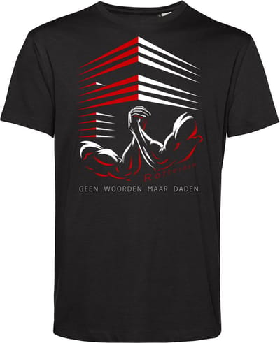 T-shirt Geen Woorden Maar Daden | Rotterdam Supporter | Shirt Rotterdam | Zwart | maat XS
