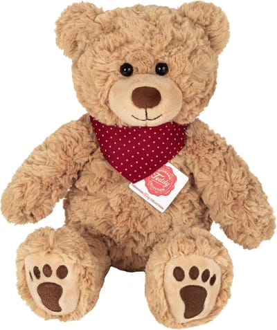 Pluche Beer - Knuffeldier Speelgoed - Knuffelen en Spelen - Handgemaakt met Liefde - 30 cm - Bruin Rood