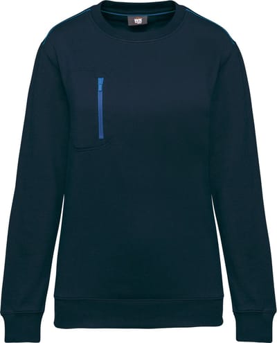 WK. Designed To Work Day To Day unisex sweater met zip contrasterende zak WK403 - Navy / Royal Blue - 3XL