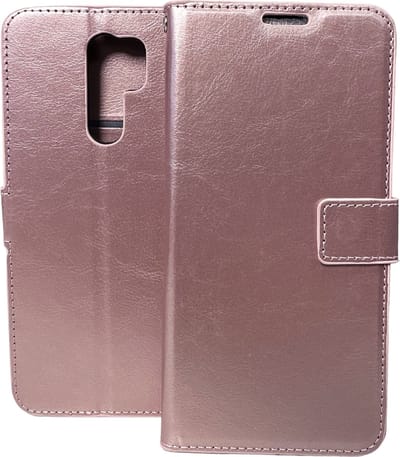 Bookcase Geschikt voor: Xiaomi Redmi 9 - Rose Goud - portemonee hoesje