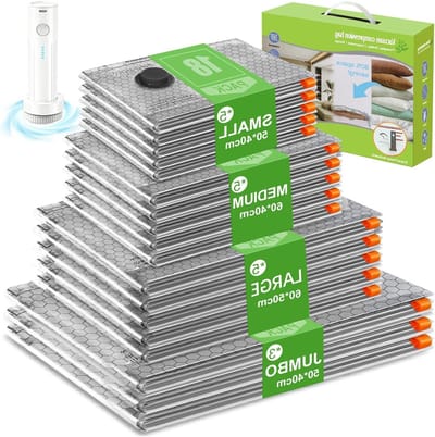 Set van 19 Draadloze Vacuümzakken voor Reizen - Ruimtebesparende Oplossing met Elektrische Pomp, Geschikt voor Koffers en Diverse Maten