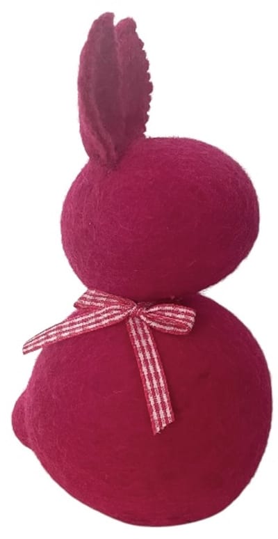 Luna-Leena duurzame design paashaas - fuchsia - wol vilt - 17cm staand - handmade in Nepal - paas konijn decoratie, rabbit, easter decoration, paastafel