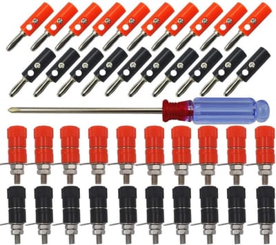 40 stuks banaanstekkers en banaanstekkeradapter set - 4 mm banaanstekkerterminal in zwart en rood