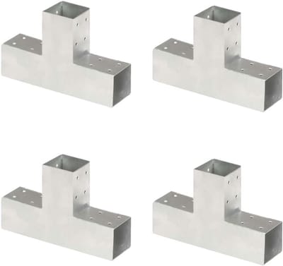 Paalverbindingen - T-stukken - Tuinconstructies Maken - Voorgeboorde Gaten - 71mm Balken - Zilver