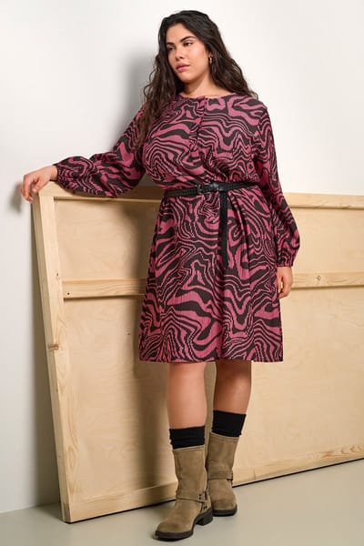 ONLY CARMAKOMA - CARITHILDA L/S BLK DRESS AOP - Dames - Mini jurken