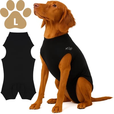 Dogs&Co® Honden Romper voor na de operatie Zwart - Maat L - tot 30KG