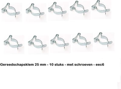 GEREEDSCHAPSKLEM 25 MM - 10 STUKS - MET SCHROEVEN - EEC6 - VERENSTAAL - VERZINKT