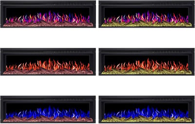 Elektrische Inbouwhaard Medahomestore AF58 – 148,2 cm – 1600W – Realistisch 3D LED Vlameffect – Verwarming met Thermostaat & Timer – Afstandsbediening – Knettereffect – Infrarood – Oververhittingsbeveiliging – Zwart – Wandmontage – Luxe Sfeerhaard v