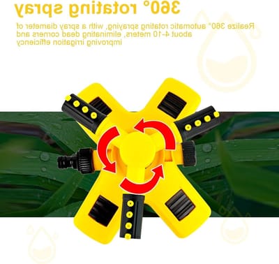 360° Draaibaar Tuin Irrigatiesysteem met Spray Diameter van 8-10 m, 12 Gaten en Verstelbare Hoek voor Effectieve Plantenbewatering