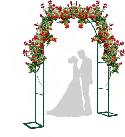 Metalen Trouwboog - Tuinboog Rozenboog - Feestelijke Decoratie - Verstevigd Metaal - 180 x 220 cm - Donkergroen