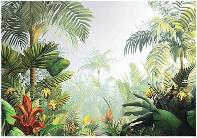 WALLARENA - Fotobehang - 150x105 cm - Jungle thema, tropisch bos, geschikt voor slaapkamer en woonkamer, vliesbehang