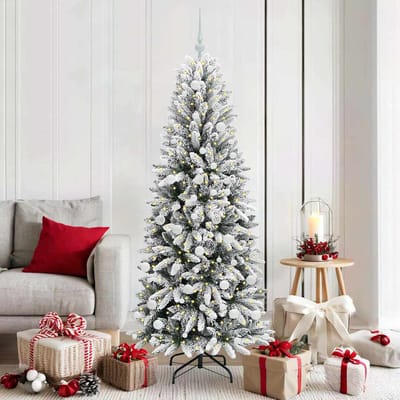 vidaXL - Kunstkerstboom - Wit - 180 - cm - PVC - en - plastic - en - staal - en - PE