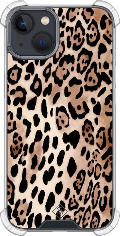 Casimoda® hoesje - Geschikt voor iPhone 13 Mini - Luipaard print bruin - Shockproof case - Extra sterk - TPU/polycarbonaat - Bruin/beige, Transparant
