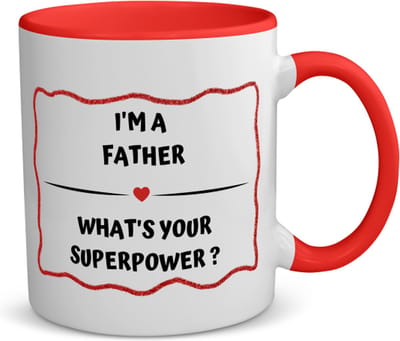 Akyol - i'm a father what's your superpower? koffiemok - theemok - rood - Papa - vader met superkracht - vader cadeautjes - vaderdag - verjaardag - geschenk - kado - 350 ML inhoud