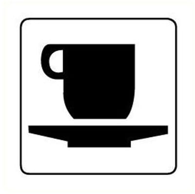 Cafetaria sticker, wit zwart 100 x 100 mm