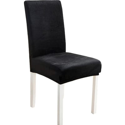 Housse de Chaise Velours Renard Argenté Élastique Couleur Unie Housse de Chaise Monobloc Usage Bureau Hôtel Restaurant Chaise de Maison [45-65cm]