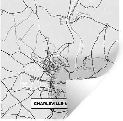 Muurstickers - Sticker Folie - Kaart – Stadskaart – Frankrijk - Charleville-Mézières - Plattegrond - 100x100 cm - Plakfolie - Muurstickers Kinderkamer - Zelfklevend Behang XXL - Zelfklevend behangpapier - Stickerfolie