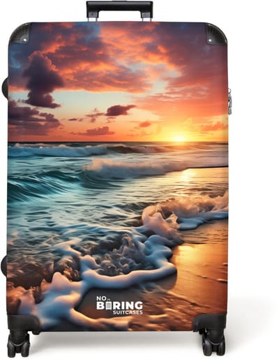 NoBoringSuitcases.com® - Koffer groot - Reiskoffer lichtgewicht - Golvende zee bij zonsondergang - Rolkoffer met 4 wielen - Grote trolley XL - 98 liter bagage