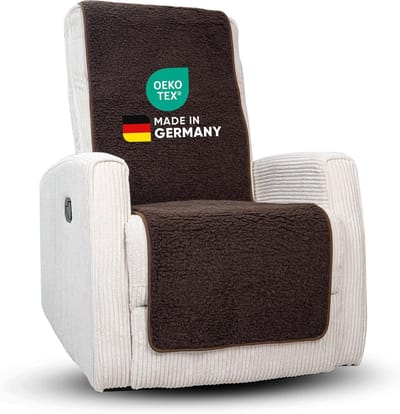 Novaliv fauteuilhoes voor relaxfauteuil bruin - universele fauteuilhoes zonder armleuningen - beschermende fauteuilhoes van scheerwol - fauteuilhoes relaxstoelkussen fauteuilhoes zonder armleuningen